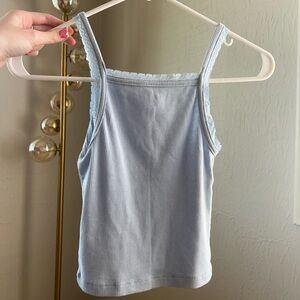 American Eagle blue lace ribbed tank crop top